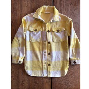 H&M Yellow and White Plaid Twill Shirt Jacket Kids size 8